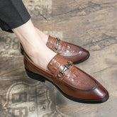 Business Formal Wear Slip-on Leather Shoes 46 Pointed Wedding Groom's Shoes